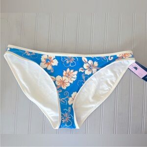 Wild Fable Bikini Bottom Womens Large Blue Floral Contrast Binding Low Rise NWT